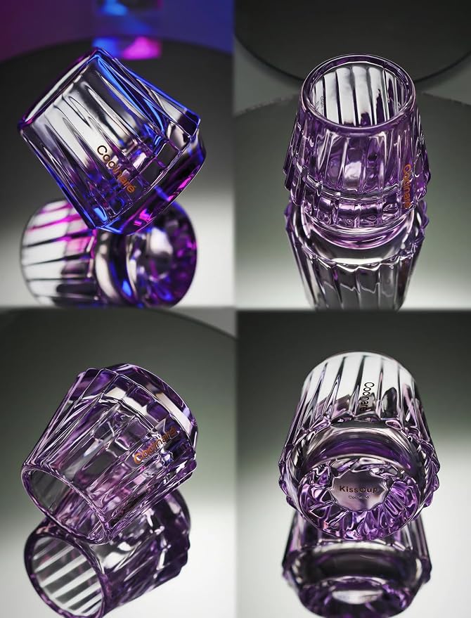 Cocinare KissCup Crystal Espresso Cup – 1.5oz Demitasse Cup for Espresso, Pour-over coffee & Tea, Lavender Purple, Art Crystal