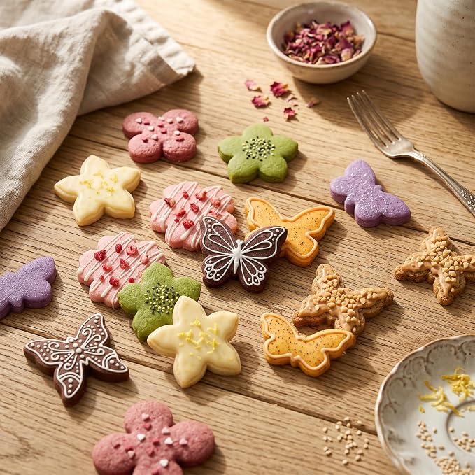 9 Pcs Butterfly and Flower Cookie Cutter Set, Stainless Steel Cookie Cutters Baking Tool for Homemaking Cookie Biscuits Dough