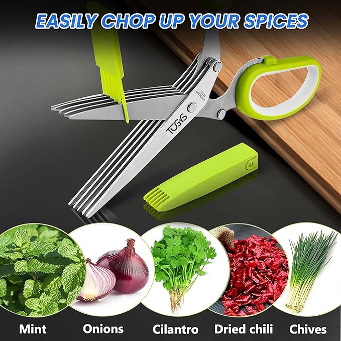 3-in-1 Premium Kitchen Tool Set - Heavy Duty Stainless Steel Garlic Press, Herb Scissors & Meat Tenderizer - Rust-Proof, Dishwasher Safe Cooking Gadgets - Ideal Gift for Home Chefs