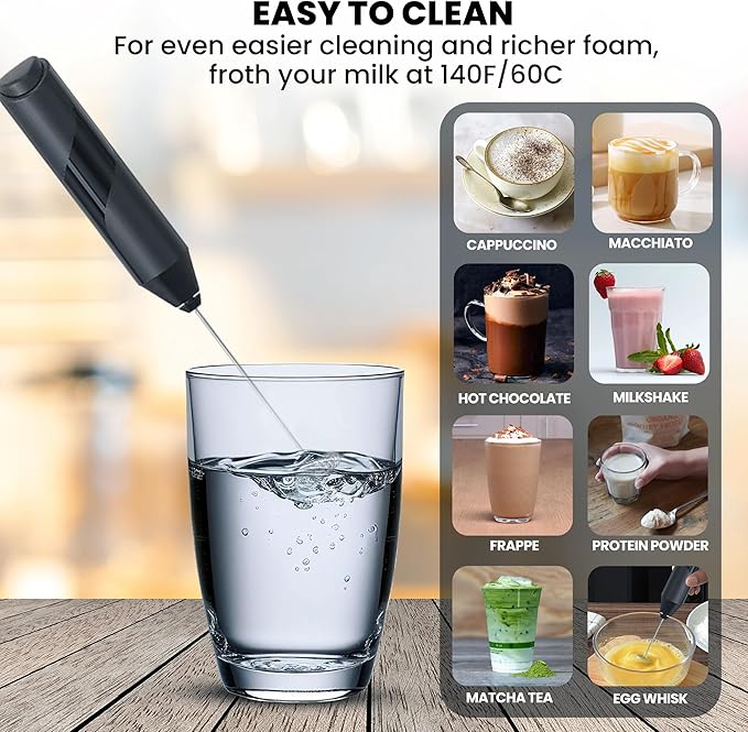 Handheld Milk Frother Wand - Electric Whisk Frother for Coffee Battery Operated - Drink Stirrer Electric Frothers Handheld - Drink Mixer - Coffee Mixer Wand