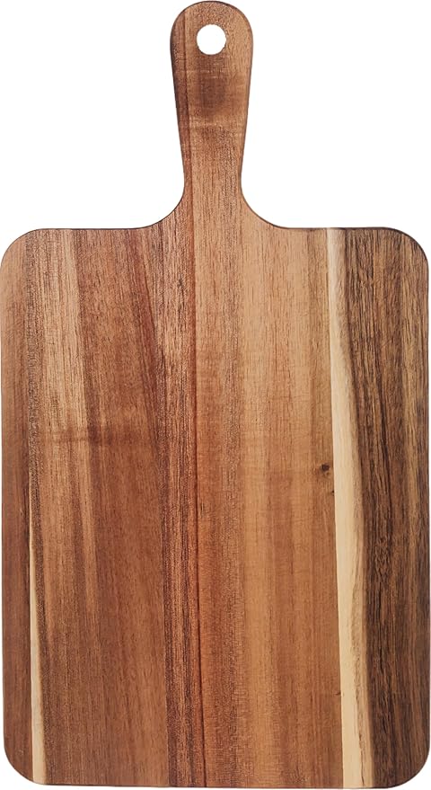 ZeQi 2PCS Small Acacia Wood Cutting Board with Handle 13.7''X7'', Chopping Board, Charcuterie Board, Serving Board for Cheese, Bread, Meat, Vegetables & Fruits (2 Pack Rectangular)