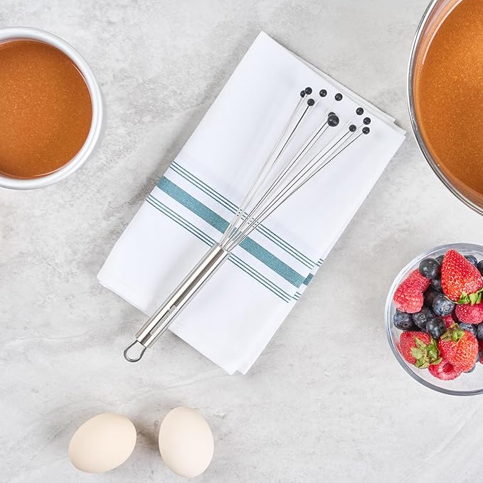 Restaurantware 10.5 in Stainless Steel Ball Whisk with Silicone Tips - 24 Pack - German Standard Sauce & Gravy Whisk, Non-Scratch, Dishwasher Safe - Non-Stick Silicone Ball Whisk for Baking