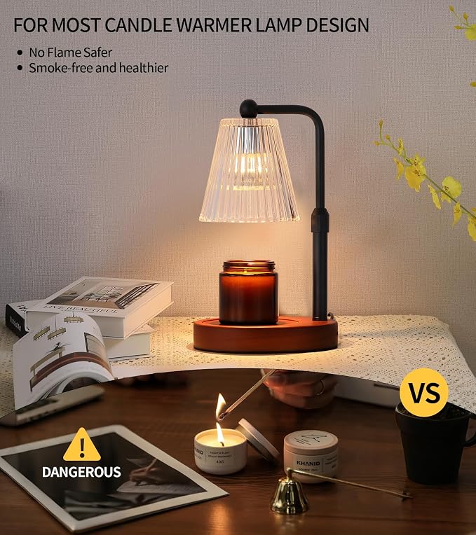 Candle Warmer Lamp with Timer, Wax Melt Warmer for Jar Candles,Candle Warmer Lamp Birthday Gifts for Women,Mothers Day Gifts,Lamp Candle Warmer HouseWarming,Height Adjustable,Dimmable,2 Bulbs