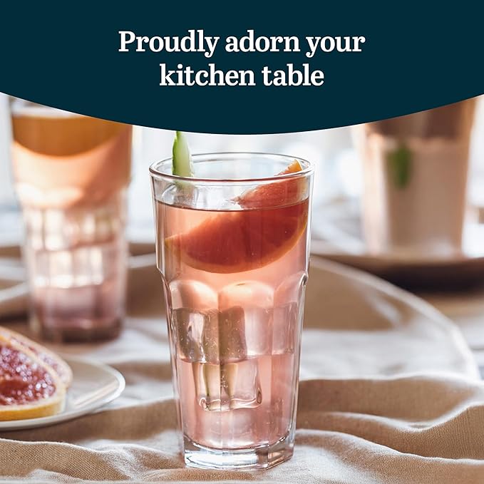 Libbey Gibraltar 16 oz Glass Tumbler, Iconic Heavy Base Glass Drinking Glasses Set of 12, Dishwasher Safe Drinkware Set of 12