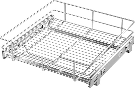 Pull Out Cabinet Organizer 17" W X 17" D, Slide Out Drawers For Kitchen Organizers and Storage, Pull Out Drawers For Cabinets Capacity Heavy Duty Caddy, Cabinet Shelves Chrome-Plated, Bathroom Pantry