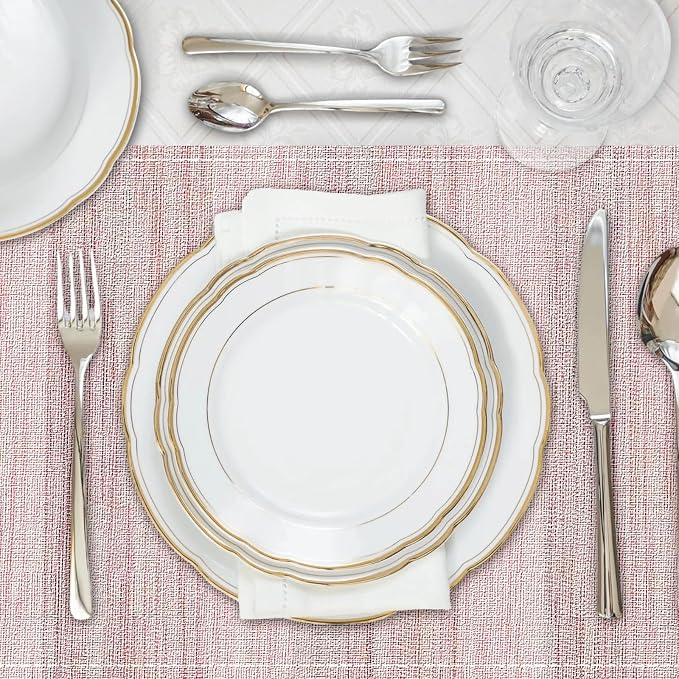 Niviy Pink Placemats Set of 4, 12x18 Inch Washable Easy to Clean Rectangular Cute Placemats for Kitchen Table Holiday Wedding Party Dining Room Decoration