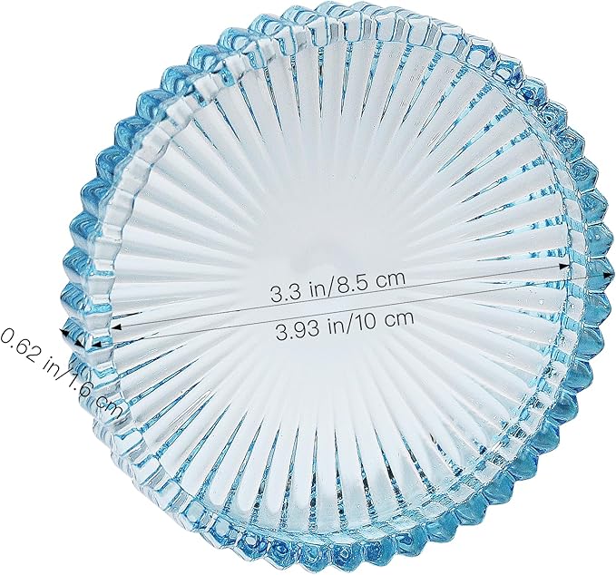 Vixdonos 3.8 Inch Glass Pillar Candle Holder Set Pack 2 Gear Round Plate Serrated Candle Stand for Table Centerpieces,Party, Wedding and Home Decor