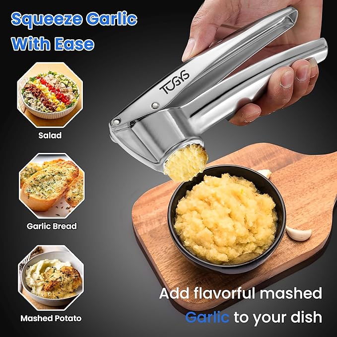 3-in-1 Premium Kitchen Tool Set - Heavy Duty Stainless Steel Garlic Press, Herb Scissors & Meat Tenderizer - Rust-Proof, Dishwasher Safe Cooking Gadgets - Ideal Gift for Home Chefs