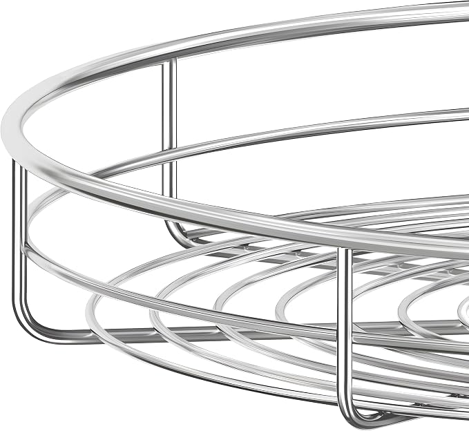 JOWBOOW 28" Chrome Corner Cabinet Lazy Susan, Full Circle Corner Cabinet Lazy Susan Replacement Shelves Rotating Rack for Corner Base Kitchen