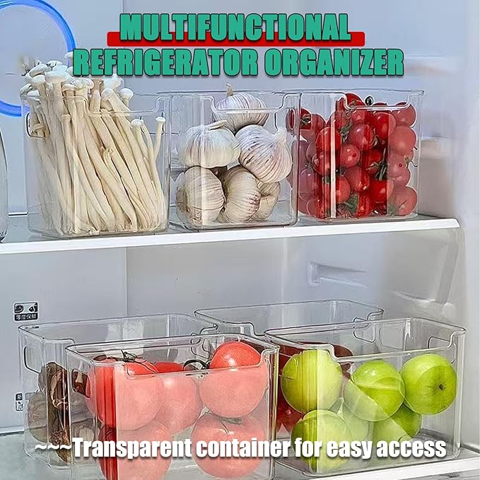 Stackable Crystal Clear Freezer Storage Bins - 2468 Pcs Organizer For Frozen Food, Meat & Veggies, Durable Plastic With Handles For Kitchen Cabinet, Space-saving Solution Green S+L