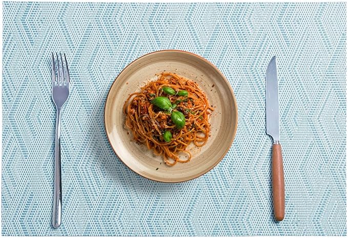 Placemats, Placemats for Dining Table Set of 4, Kitchen Table Mats Heat-Resistant Non-Slip Washable PVC Woven Vinyl Place Mats for Dining Room Table Decoration (Set of 4, 3D Blue)