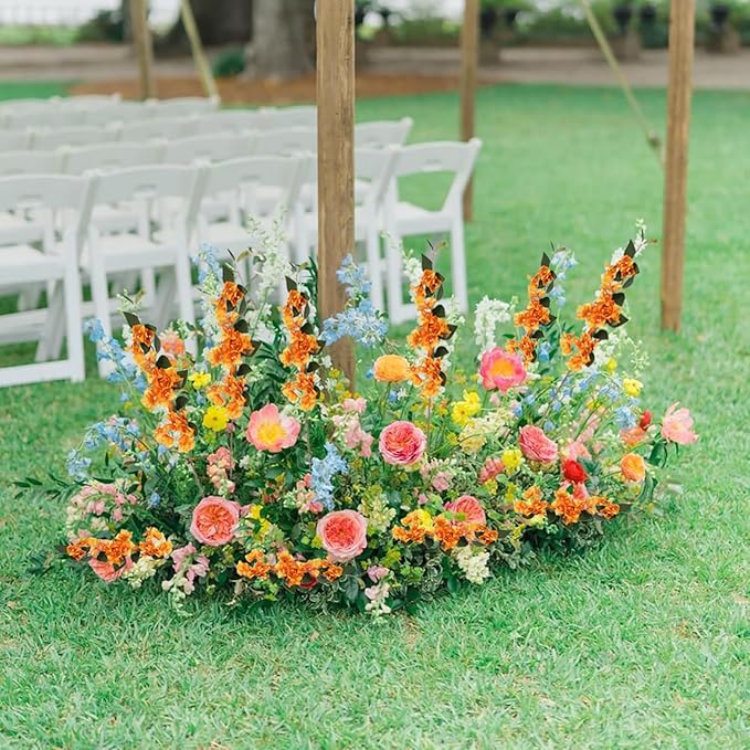 10PCS Bougainvillea Artificial 29.5" Orange Fake Flowers Silk Bougainvillea Vines Faux Bougainvillea Flower Stems Branches for Home Garden DIY Decorations Wedding Centerpieces (Orange)