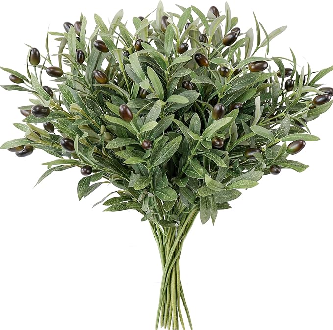 Leftover 12PCS 18Inch Faux Olive Branches for Vase,Artificia Tree Branches,Fake Plants,Greenery Stems,Eucalyptus Stems,Green Leaves for Centerpieces Decoration,Home Decor,Coffee Table Decor