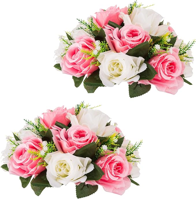 Flower Centerpieces for Wedding Tables: Wedding Table Decorations Pink & White Flower Balls Centerpieces for Engagement Cerebration Party Center Pieces 2 Packs