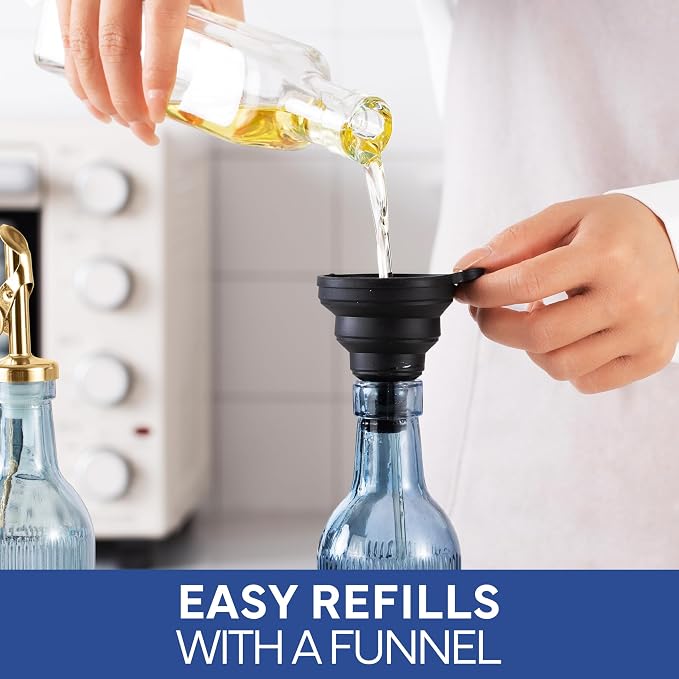 COOK WITH COLOR Glass Olive Oil Bottle Dispenser - 2 Pack- 17oz Vinegar Cruet - Olive Oil Carafe Decanter for Kitchen