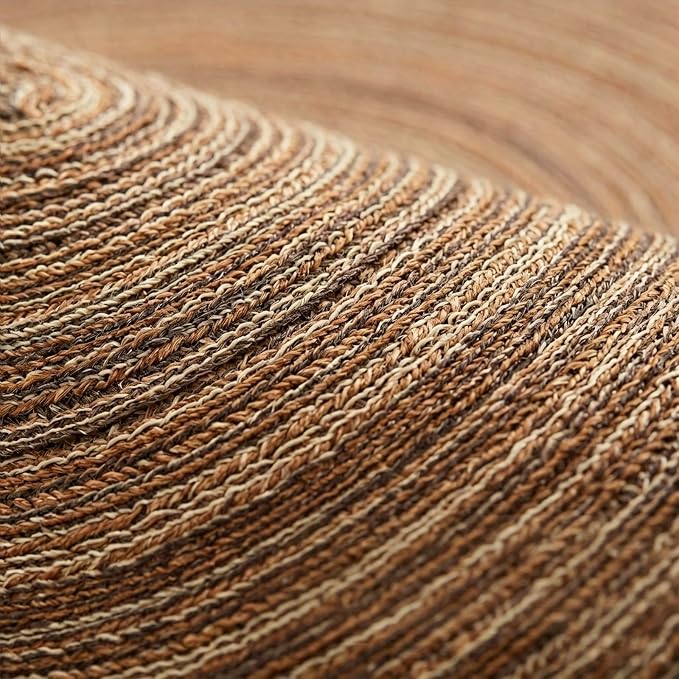 AHHFSMEI Round Braided Placemats Set of 6 Woven Table Mats for Dining Table Heat Resistant Easy to Clean Perfect for Kitchen & Home Decor (Brown)