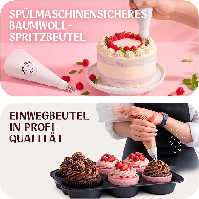 Cake Decorating Kit with Premium Piping Nozzles & Piping Bag, Rotating Cake Plate, Cake Cutter and Versatile Baking Accessories
