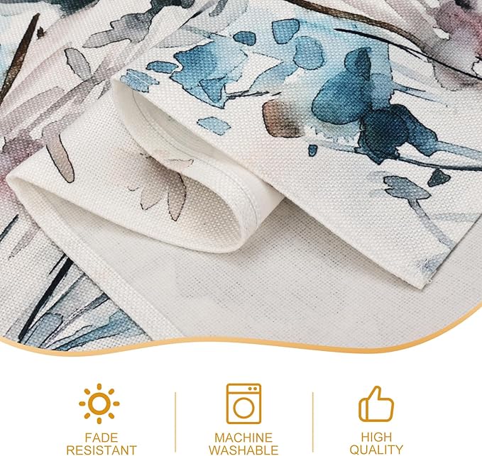 Snycler 13x72 Inch Table Runner Chinoiserie Vintage Style Mountain Spring Summer Table Runner, Seasonal House Trees Luxury Farmhouse Kitchen Dining Table Decoration for Home Party Decor