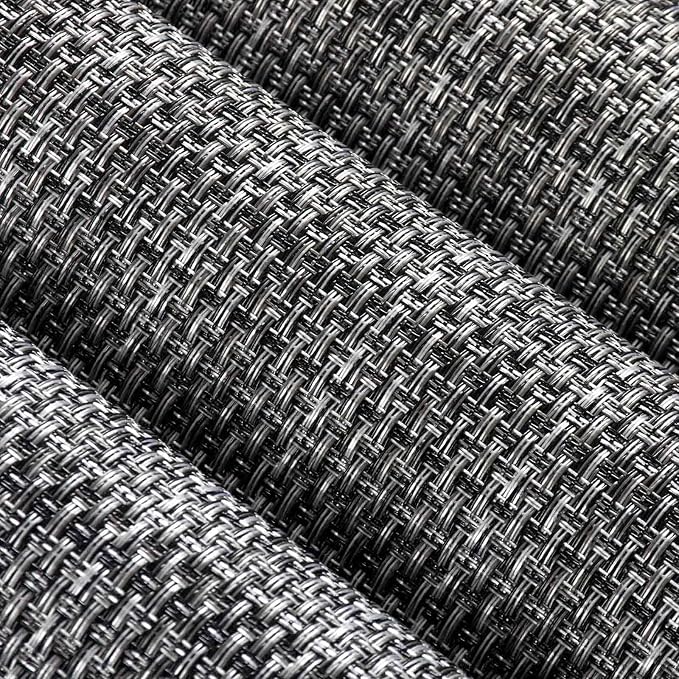 AHHFSMEI Placemats Set of 6 Washable Woven Vinyl Placemats for Dining Table Heat Resistant Non-Slip Stain Resistant Table Mats for Kitchen & Home Decor(Linen Black,6)