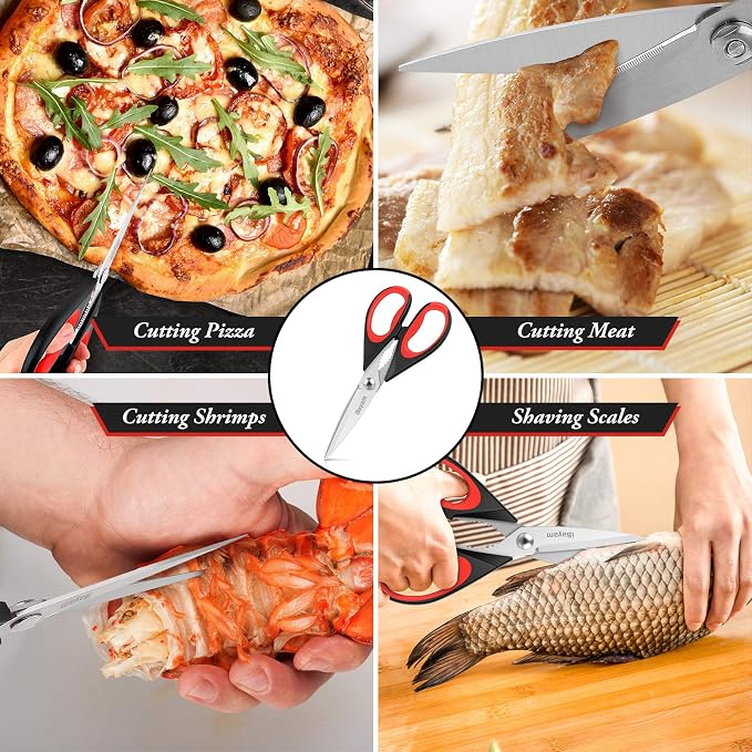 iBayam Kitchen Scissors - All Purpose Heavy Duty Meat Poultry Shears, Dishwasher Safe Food Cooking Stainless Steel Utility Shears