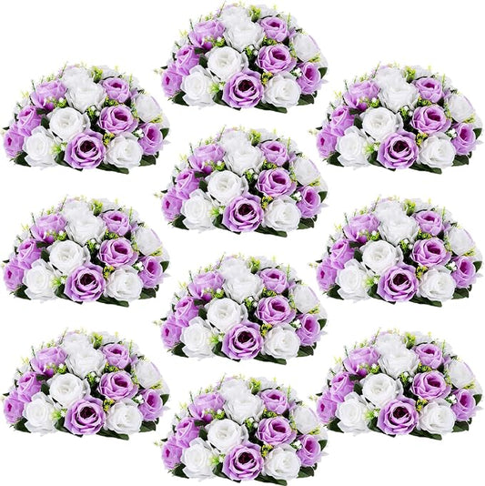 Flower Centerpieces for Wedding Tables: Wedding Table Decorations Lilac & White Flower Balls Centerpieces for Engagement Cerebration Party Center Pieces 10 Packs