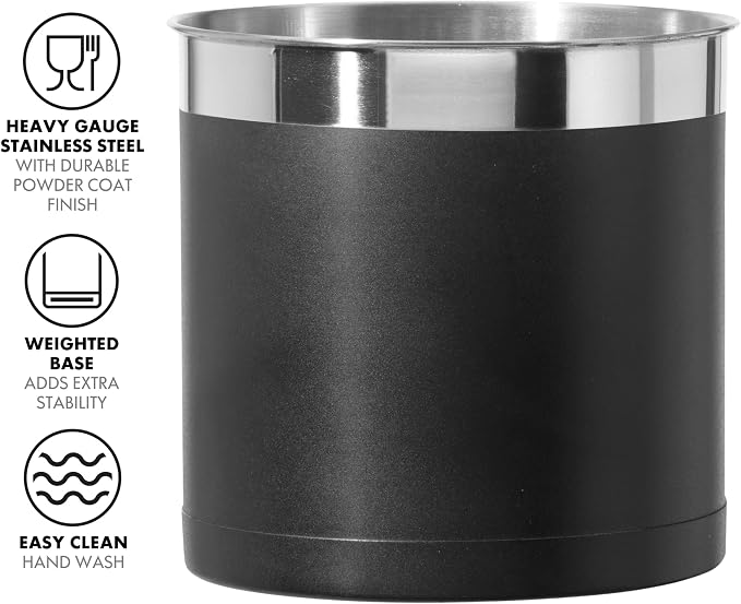 Oggi Steel Holder Utensil Crock, Jumbo, Black - 7'' (7211.3)