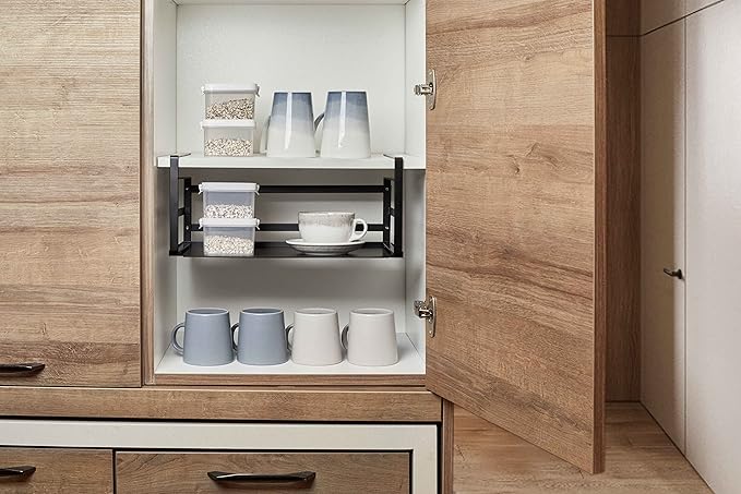 Nxconsu 2 Pack Large Heavy Duty Under Cabinet Organizer, Slide-Under Shelf Basket with Solid Metal Bottom, Hanging Pantry Shelf for Kitchen Cupboard Bookshelf Closet, Holds 30 lbs, Black, 16.14"