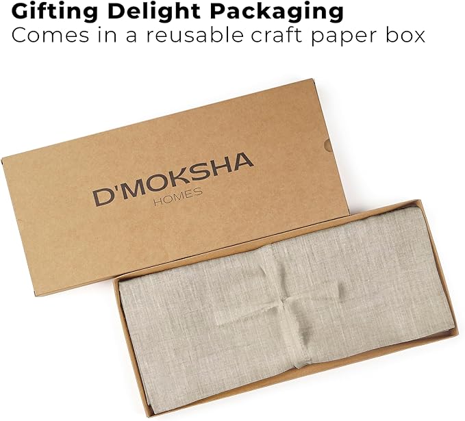 Classic Linen™ by D'Moksha Natural Table Runner 72 Inches Long, 100% Pure Linen, 14 x 72 Inch Table Runner for Dresser, Dining- Summer, Father's Day