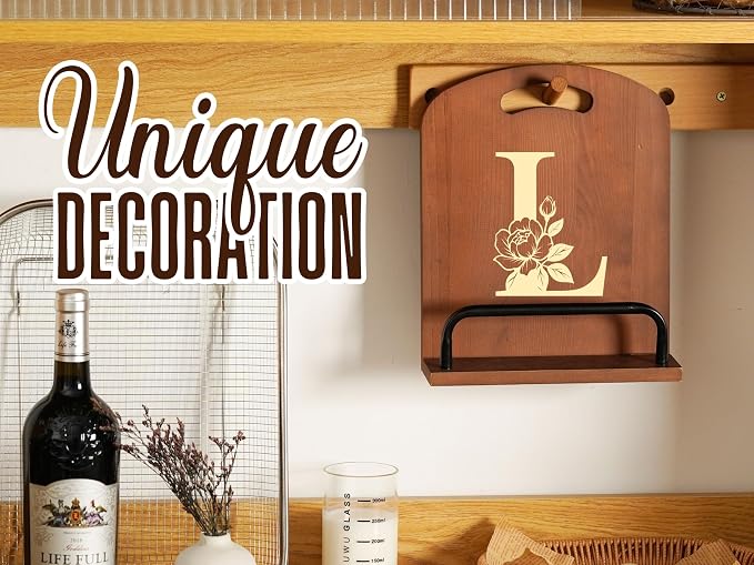 INNObeta Cookbook Stand for Kitchen Counter, Adjustable Tablet Recipe Book Holder, Perfect Gifts for Women, Mom, Grandma on Birthday, Unique Kitchen Decor, Initial L