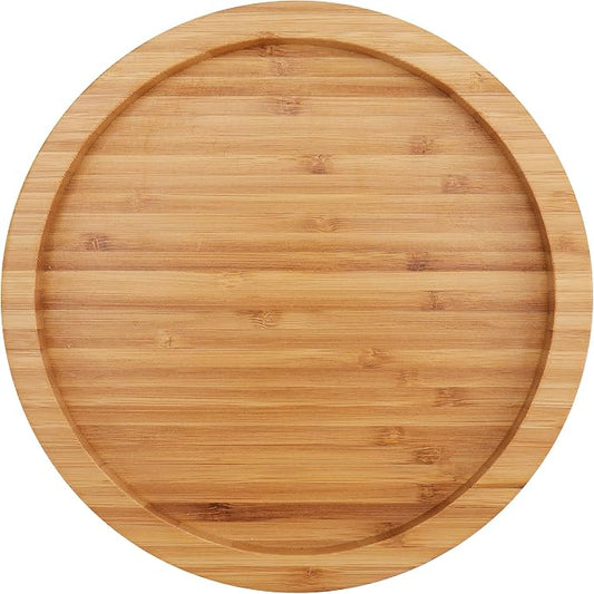 Fasmov 10 Inches Diameter Bamboo Lazy Susan Turntable, Spin Thicken Round Wood Tray Rotating Spice Rack for Kitchen Pantry Countertop Table
