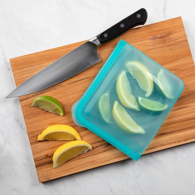 ProKeeper Dual-Zipper 100% Silicone Sandwich Bag, Teal - Reusable and Durable Food Storage Bag