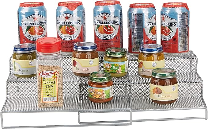 Mind Reader 3 Tier Metal Mesh Kitchen Storage Organizer, 2 Pcs, Silver