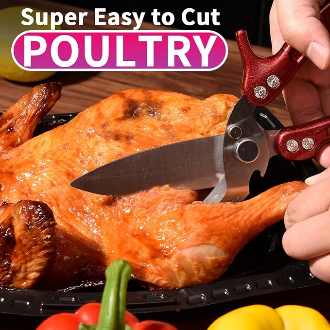 Heavy Duty Poultry Shears,Kitchen Shears for food Heavy Duty,Kitchen Scissors All Purpose,Rigid Bones,Chicken,Fish,Meat,Easily Separable for Thorough Cleaning,Dishwasher Safe.