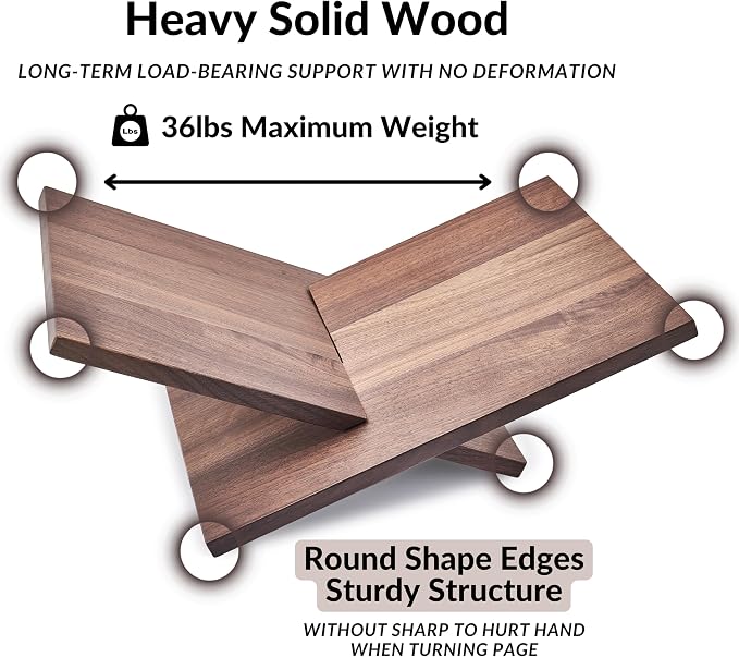 Honygebia Solid Wood Book Stands - Cross Frame Walnut Wooden Book Holder, Open Bookstand for Display and Reading, Suitable for Art, Bible, Cookbook, Easel, Magazine, Textbooks