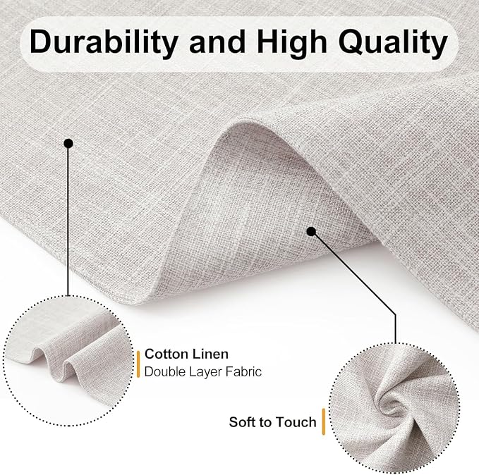 Homaxy Cloths Placemats for Dining Table Set of 12, Heat Resistant Washable Cotton Linen Blend Table Mats, Easy to Clean Place Mats for Indoor Outdoor Party Kitchen Decoration, 13" x 19", Beige