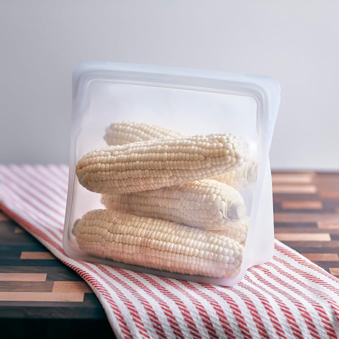 Stasher Silicone Reusable Storage Bag, Stand-Up Mega Bag, Reusable Freezer Bags, Microwave, Dishwasher, Oven Safe, Sous Vide, Premium Lunch Container, Eco Friendly, Food Storage Bags, 104 oz, Clear
