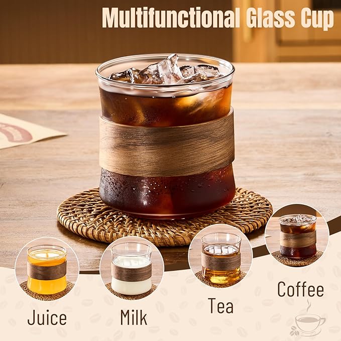 PARACITY Espresso Cups Set of 2 with Wooden Ring (12 OZ)