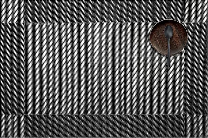 AHHFSMEI Placemats Set of 6 Washable Woven Vinyl Placemats for Dining Table Heat Resistant Non-Slip Stain Resistant Table Mats for Kitchen & Home Decor(Black Corner,6)