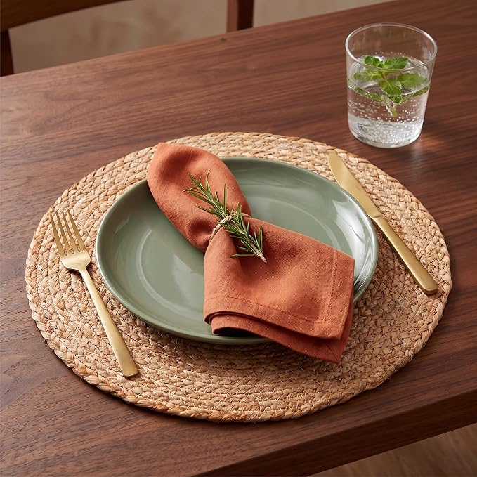 Eco Crave Natural Jute Placemats Set of 12, Round Woven Table Mats, 13 Inch Rattan Charger Plates, Bulk Set for Weddings, Parties & Events