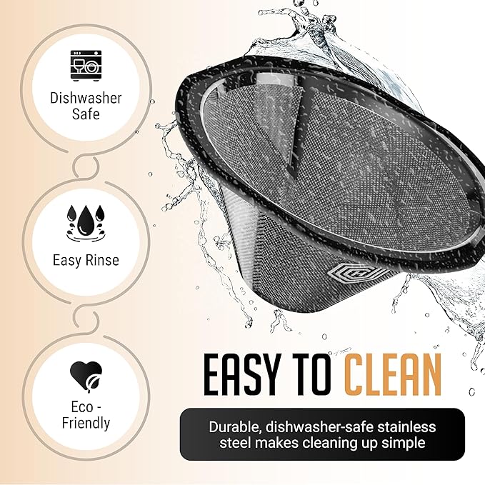 HEXNUB Reusable Metal Coffee Filter for Kalita Wave 185 and OXO 8 Cup | Fine Stainless Steel Mesh for Durable Sustainable Brewing, Reduces Waste and Replaces Disposable Paper Filters