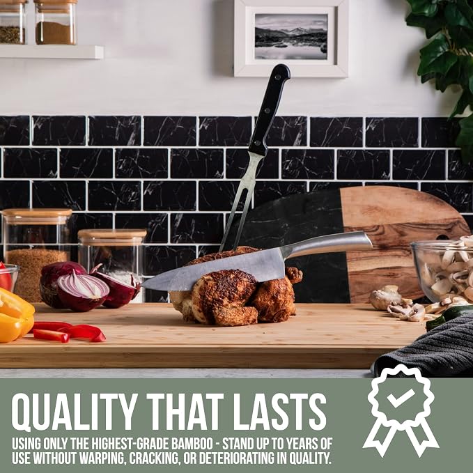 Gigantic Extra Large Cutting Board for Kitchens 36 x 24 - Heavy Duty Bamboo Chopping Boards Butcher Block Meat & Veg - Large Wooden Gas Stove Top & Countertop (36x24) Giant Noodle and Pasta Board XXXL