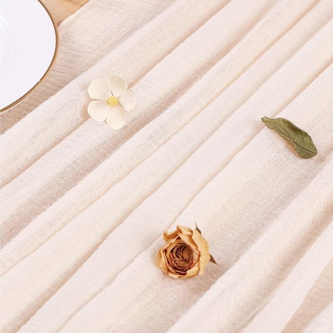 13ft Light Beige Cheesecloth Table Runner Boho Gauze Runner for Baby Shower 35x157 Inches Cheese Cloth Table Runner for Wedding Bridal Party Home Decorations