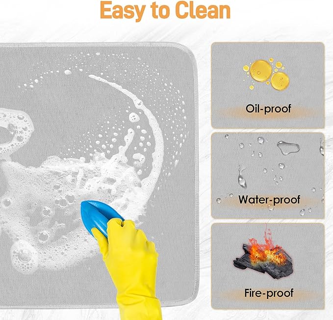 Heat Resistant Mat for Air Fryer, 12 x 14in Heat Resistant Mat for Countertop, Fireproof Silicone Countertop Protector Appliance Slider Hot pod for Air Fryer, Coffee Maker, Toaster, Oven (Grey)