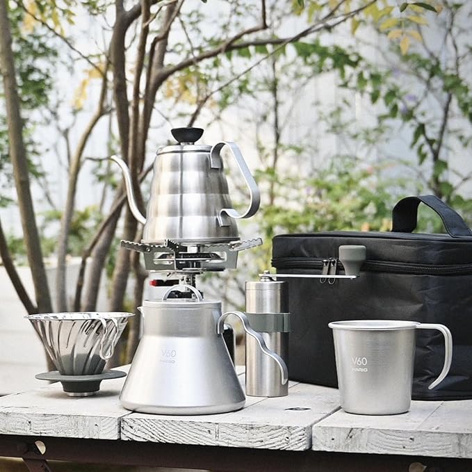 Hario Outdoor V60 Buono Metal Drip Kettle, 700ml, Silver