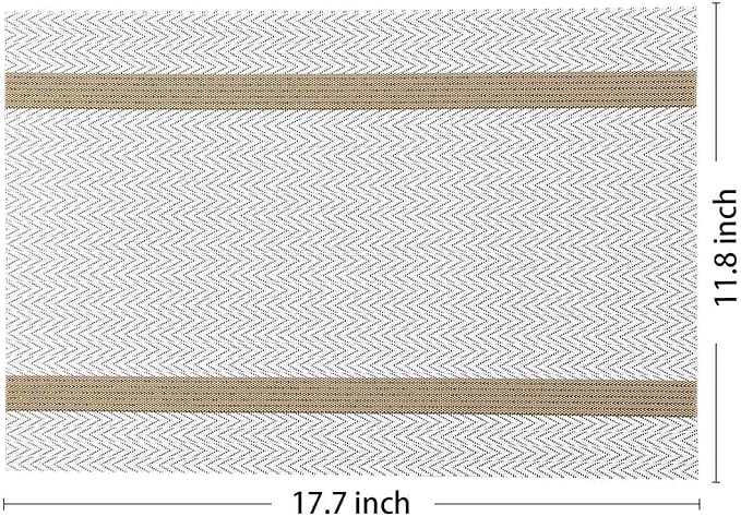 AHHFSMEI Placemats Set of 8 Washable Woven Vinyl Placemats for Dining Table Heat Resistant Non-Slip Stain Resistant Table Mats for Kitchen & Home Decor(White Wave Stripe,8)