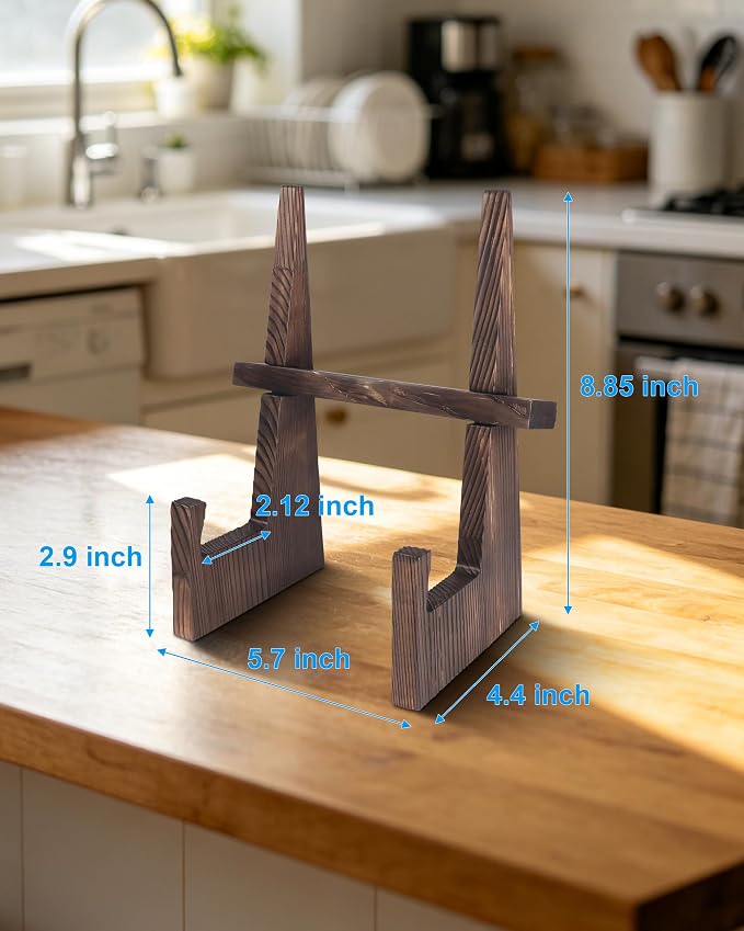 Cookbook Stand for Kitchen, Wooden Cookbook Holder, Rustic Cook Book Holder Stand with Natural Wooden Grains, Recipe Book Holder for Kitchen Counter Gift for Home Chefs Cook Lovers
