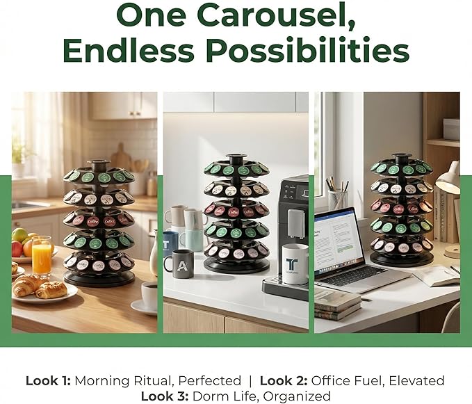 SAVORI 60 Capacity Rotating Nespresso Vertuo Pod Holder, 5-Tier Black Coffee Capsule Carousel, Spinning Organizer Stand for Nespresso Vertuo Pods, Kitchen Counter Storage Rack
