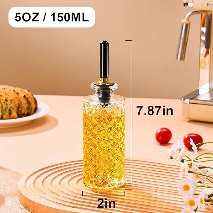 gegewawa 1pcs Glass Coffee Syrup Dispenser Bottles 5 OZ, Simple Syrup Bottles with Metal Pour Spout, Syrup Dispenser for Coffee Bar Accessories for Maple Honey Syrup Oil and Sauces