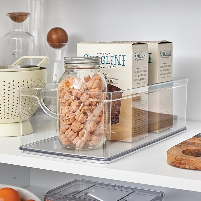 iDesign Stackable Clear Plastic Extra Long Storage Bin | Organizer for Kitchen Cabinet or Pantry