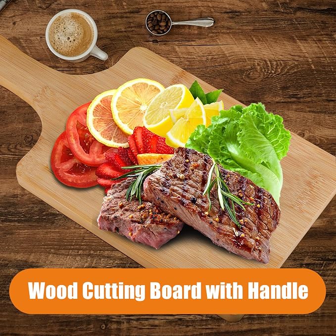 10 Pcs Wood Cutting Board with Handle,13.8x7 Inch Wood Kitchen Chopping Board,Bamboo Cutting Board Bulk,Serving Board for Cheese,Pizza,Bread,Charcuterie Boards for Wedding Housewarming Gift